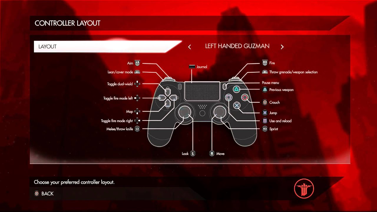 Wolfenstein The New Order Dual Shock 4 Controller Button Layout Right Left Hand Fire Ps4 Youtube