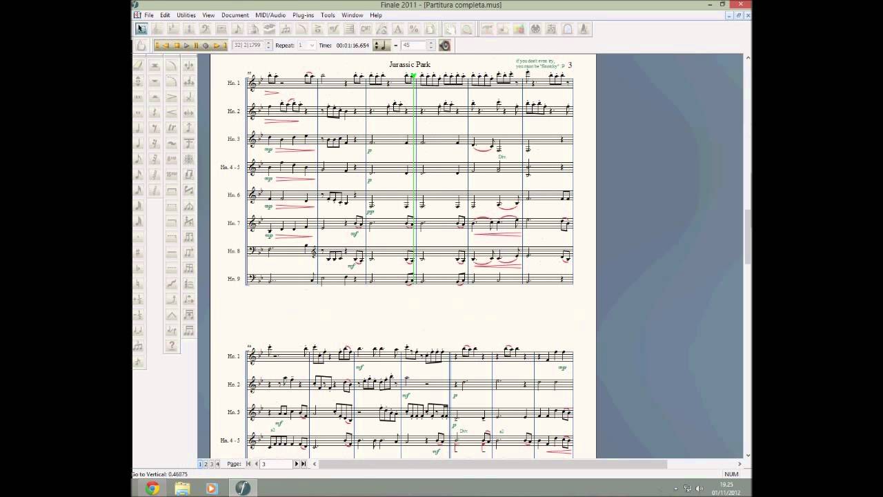 Jurassic Park the Vienna horns music sheet YouTube