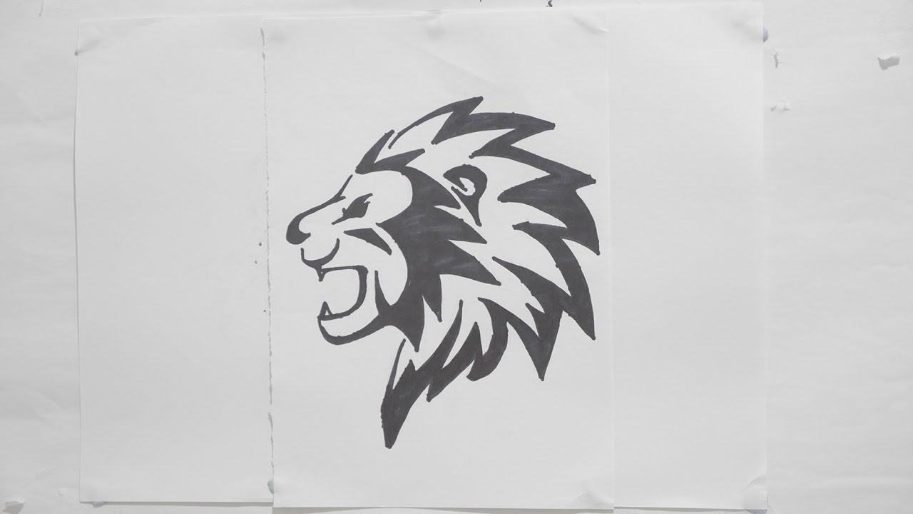 Ep. 115 How to draw lion head tribal tattoo design 2