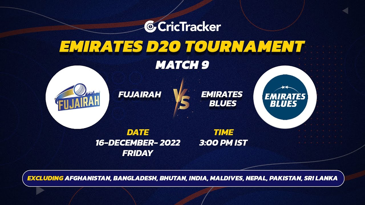 🔴 LIVE: MATCH 09 | Fujairah vs Emirates Blue | Emirates D20 2022
