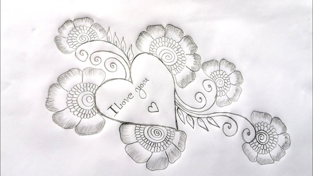 flower drawing video | love flower drawing with pencil | drawing ...