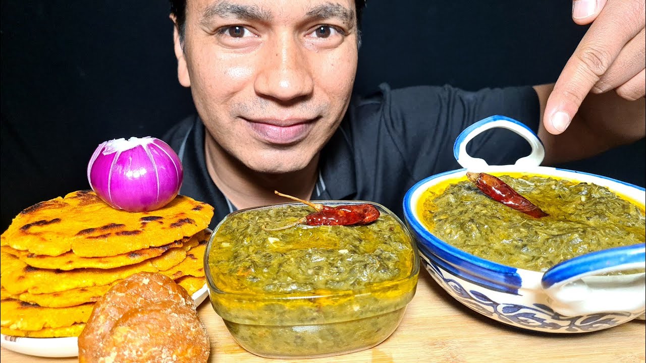 Sarson Ka Saag And Makki Ki Roti  ASMR | Winter Special Food \ Indian Food Mukbang | Punjabi Food,