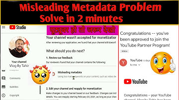 How To Solve Misleading Metadata on YouTube | misleading Metadata Problem Solve