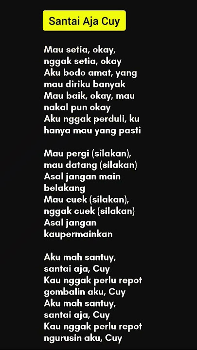 lirik lagu Santai Aja Cuy#happyasmara #viral #videoviraltiktok #shorts #yt  #lyrics#like#popular