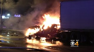 Semi Truck Bursts Into Flames