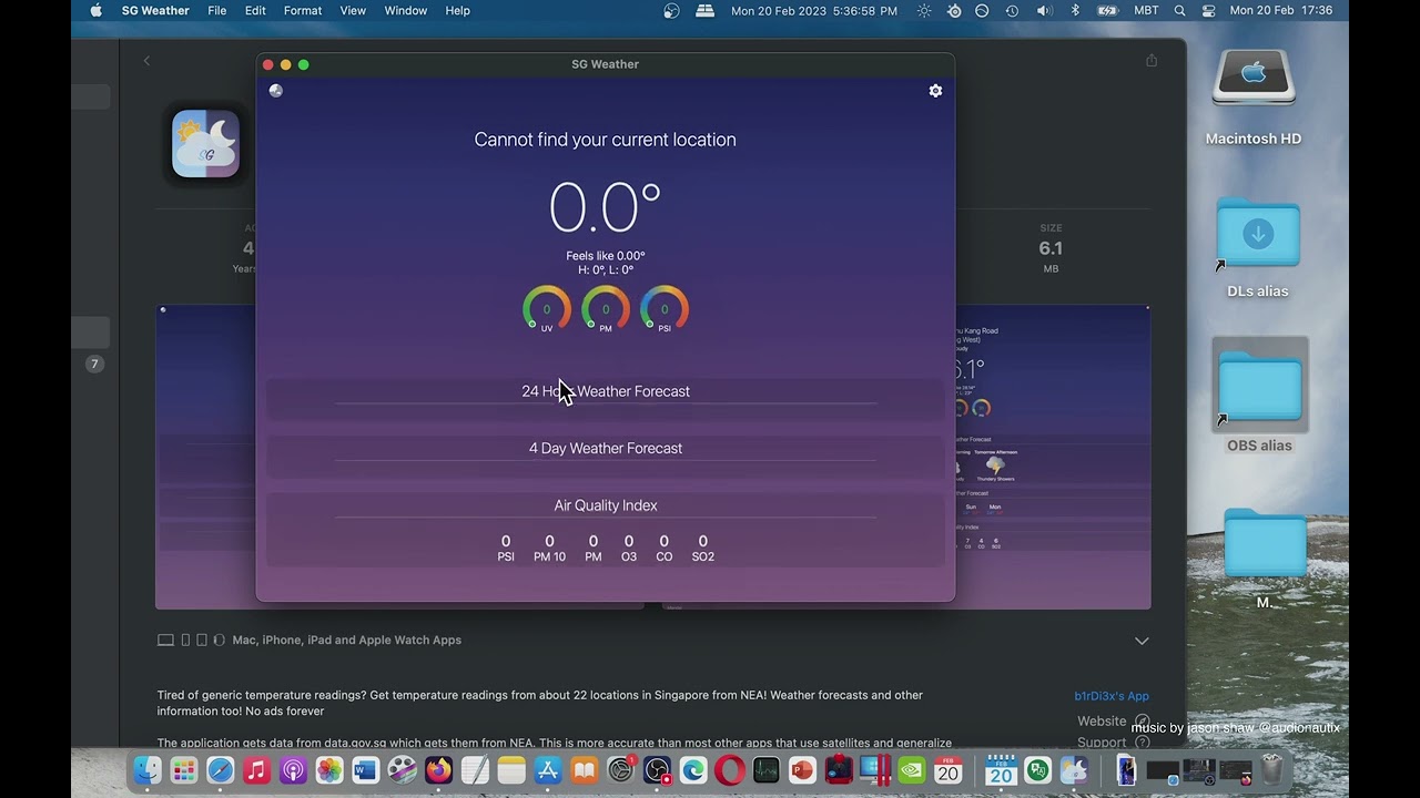SG Weather Application Mac App Store Basic Overview
