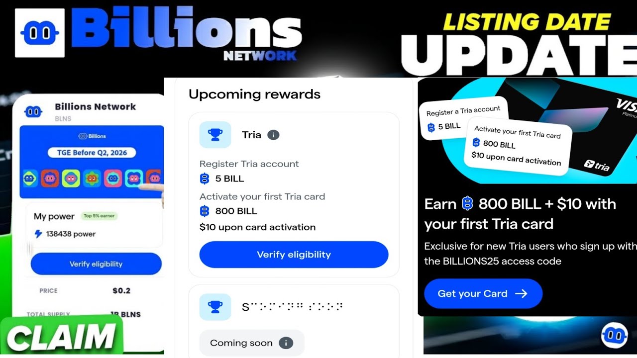 BILLION NETWORK NEW UPDATE || BILLION NETWORK ELIGIBILITY CRITERIA | BILLION TGE 