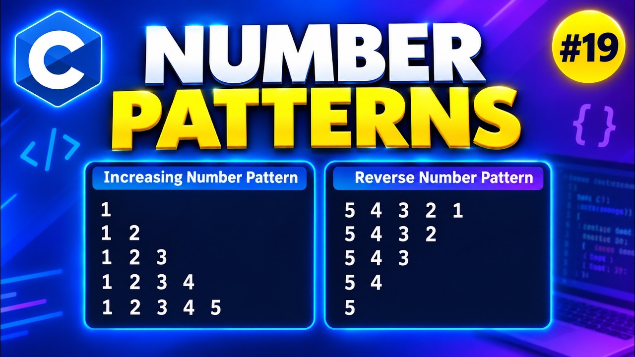 Number Pattern Printing in C | Number Pattern 1 | #19 - YouTube