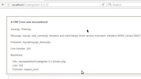 Codeigniter(PHP) Error - mysqli: Headers and client library minor version mismatch.