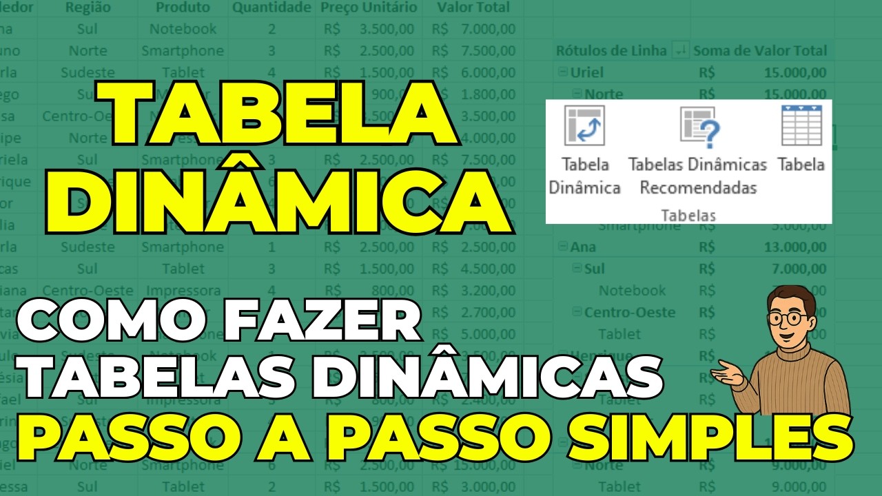 COMO FAZER TABELA DINÂMICA NO EXCEL - TUTORIAL PASSO A PASSO TABELA ...