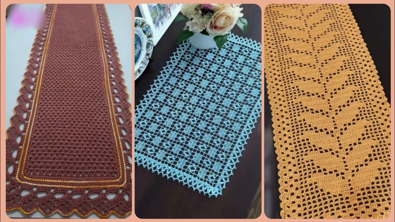 100 простых идей для вязания крючком прямоугольных дорожек для стола 