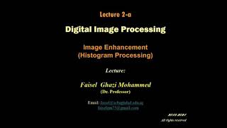 Lecture 2-a Image Enhancement (Histogram Processing)
