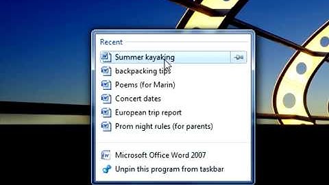 Windows 7 Jump List Feature