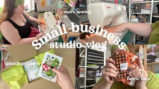Studio vlog 🍓 making cup cozies, fabric haul, packing some Etsy orders 🌱✨