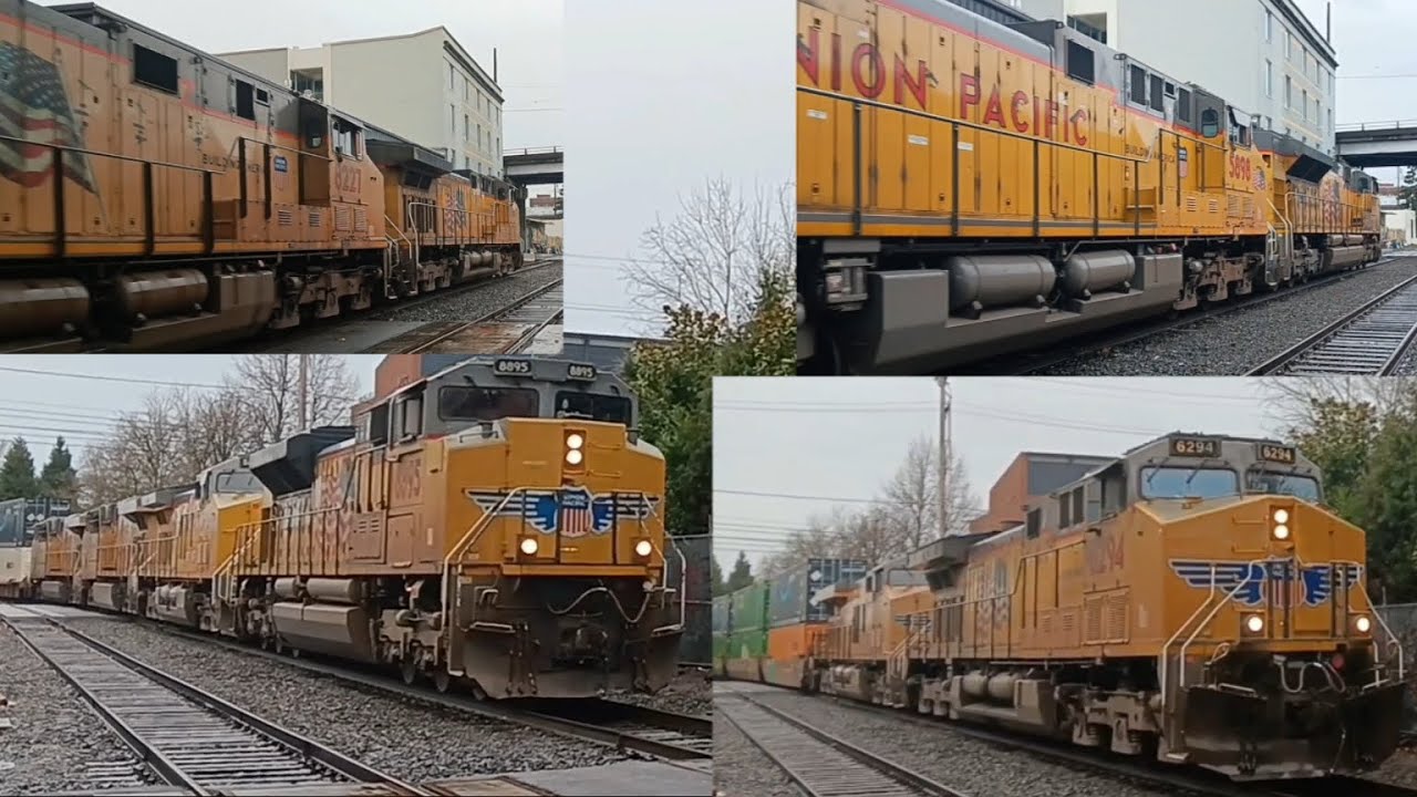 2 intermodal trains passing though Portland Oregon's horn ally going 2 different ways [2-22-26]