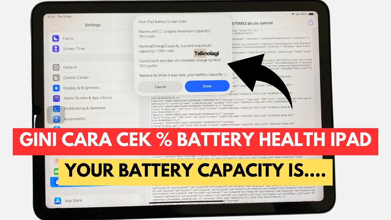 Cara Cek Battery Health di iPad (Kesehatan Baterai) dan Cycle Count nya