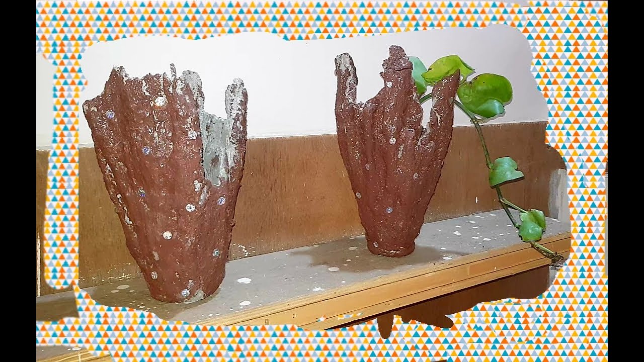 Cement pot with cloth - cement craft ideas - YouTube
