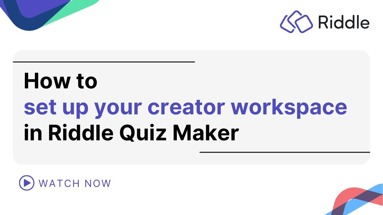 1. Set up your creator workspace in Riddle Quiz Maker - YouTube