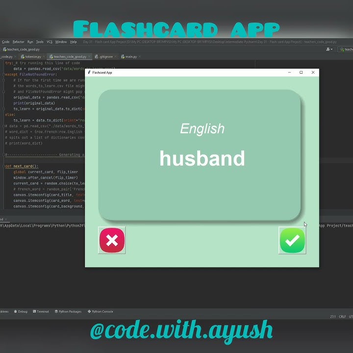 6 Easy Steps to make a Flashcard GUI App to learn French in Python ...