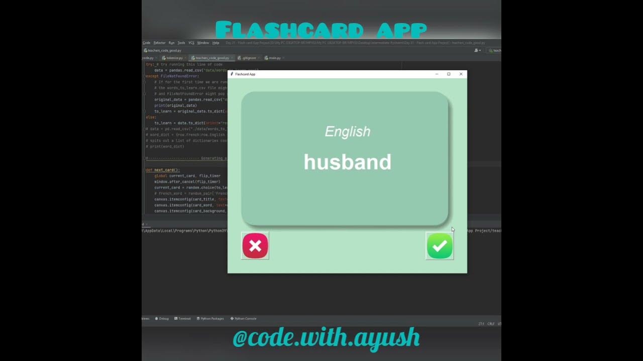 6 Easy Steps to make a Flashcard GUI App to learn French in Python ...