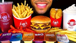 ASMR WENDY'S MUKBANG HOT CHEETOS NUGGETS CHEESEBURGER CORN DOG FROSTY FRIES JERRY EATING SHOW