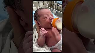 adorable hungry baby cry after  first milk feeding 🍼😁