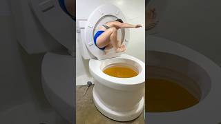 Giant Cannonball Into Worlds Largest Toilet Orange Pool With Massive Splash #Shorts