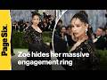 Zoë Kravitz hides her massive engagement ring on Met Gala 2026 red carpet