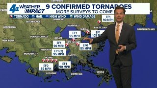 9 Confirmed tornadoes across Southeast Louisiana after Arthur