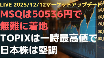 LIVE 2025/12/12　マーケットアップデート　MSQは50536円で無難に着地　TOPIXは一時最高値で日本株は堅調