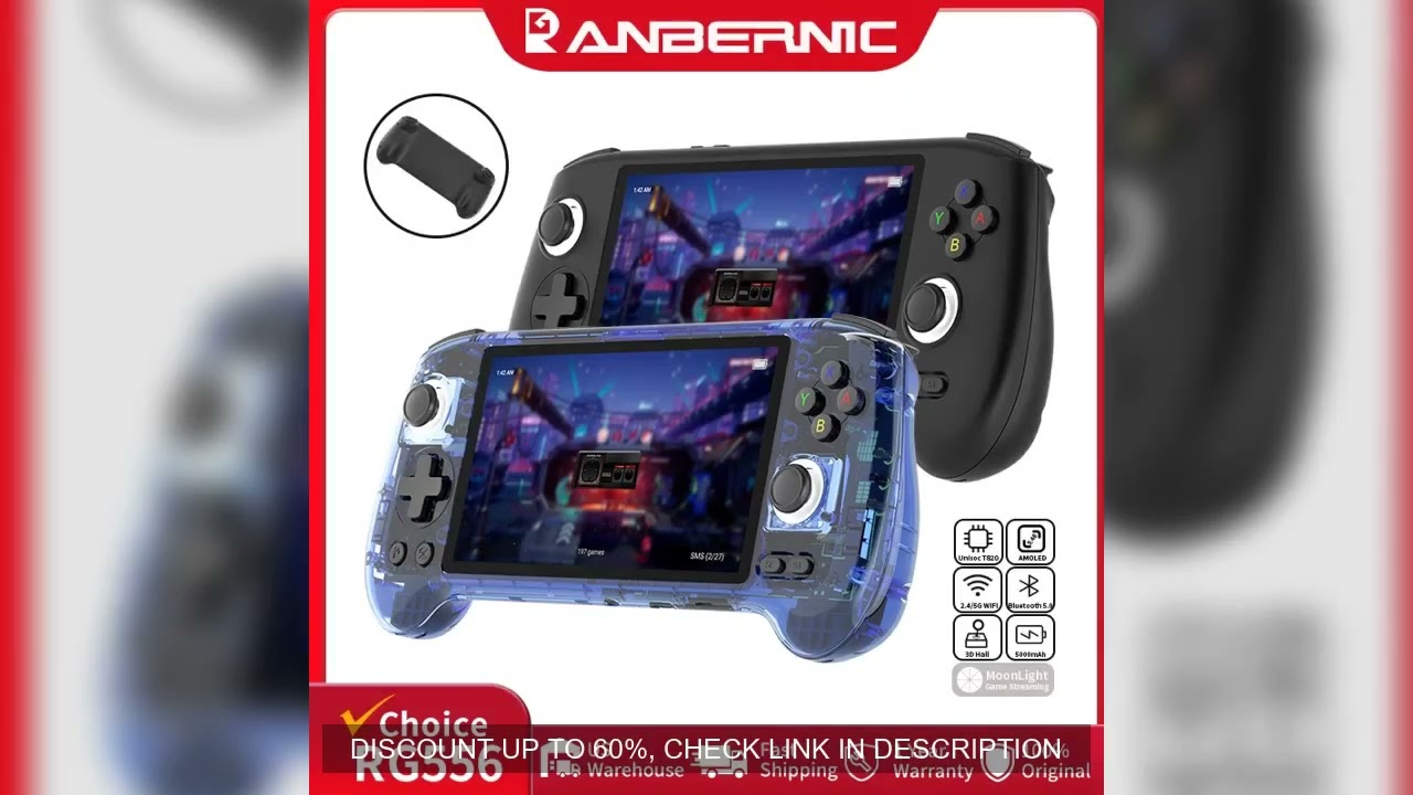 ANBERNIC RG556 Retro Handheld Games Console 5.48" AMOLED Screen WIFI Android Video Games Player Supp