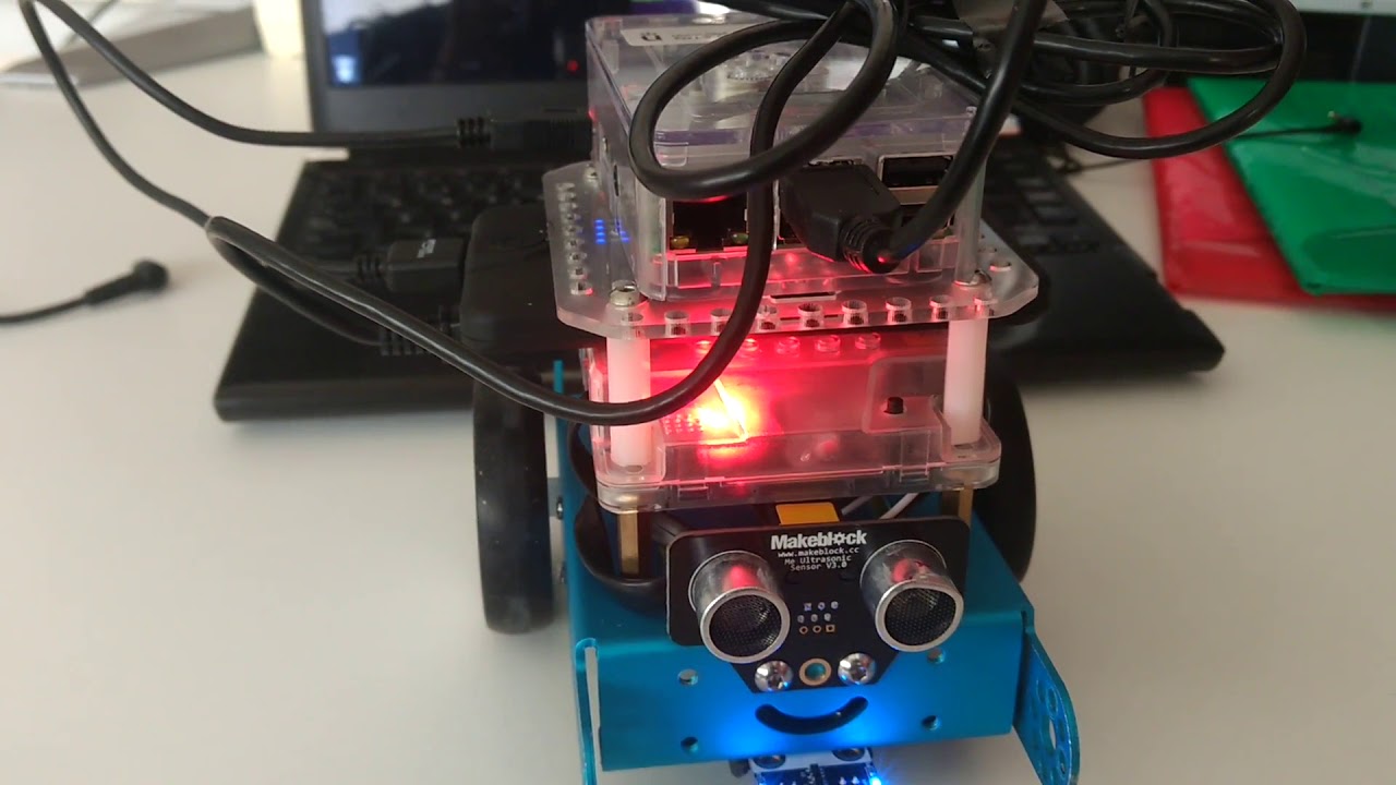 Pi-mBot turns on embedded leds with start button - YouTube