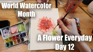 Day 12 World Watercolor Month Red Dahlia screenshot 3