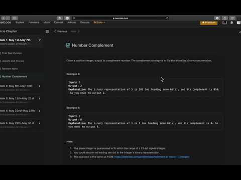 May LeetCode 30 Day Challenge 4 - Number Complement