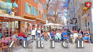 Switzerland Zurich  Spring Stroll Through Old Town  Shopping U0026 Food Streets  4k Walking Tour