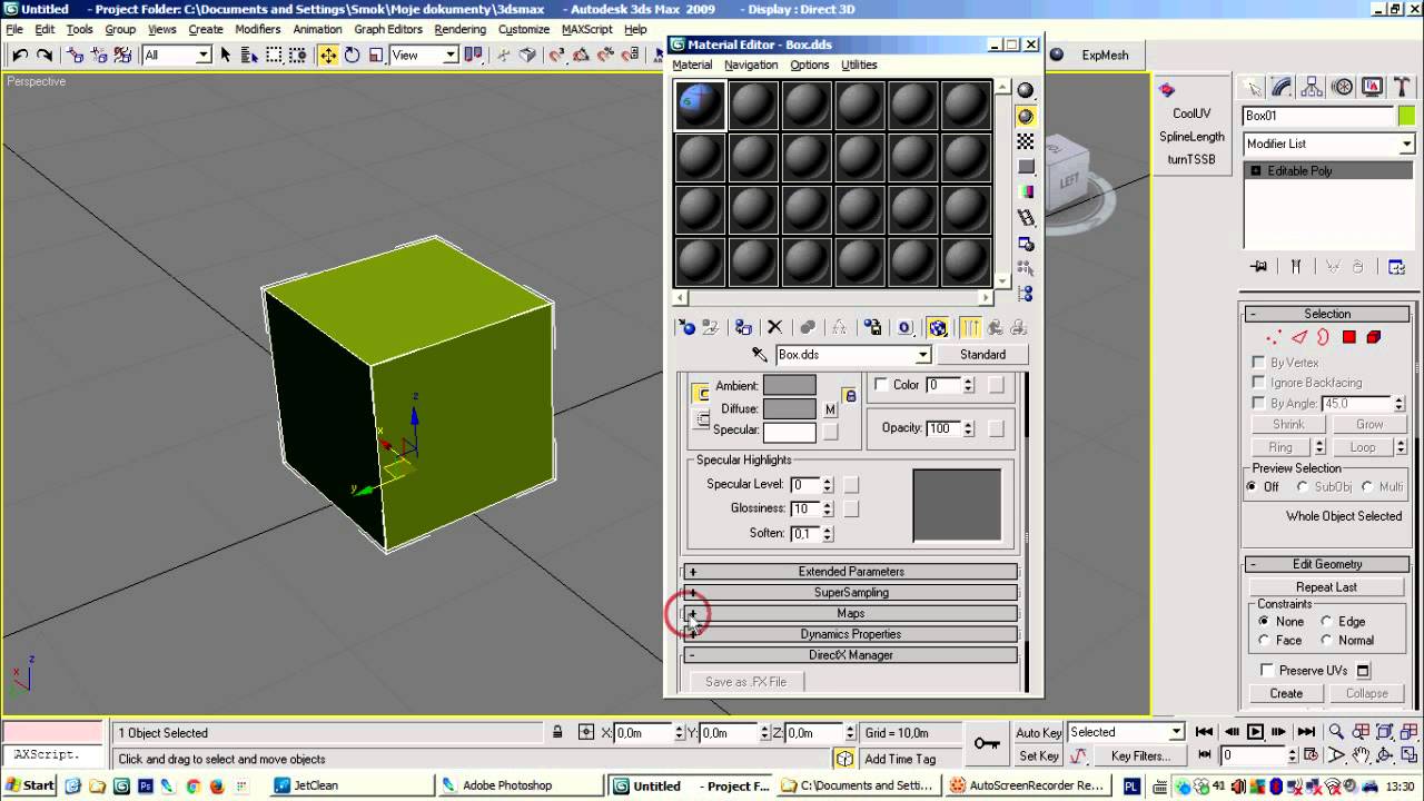 Photoshop / 3ds Max Unwrap UVW - a simplest box tutorial - YouTube