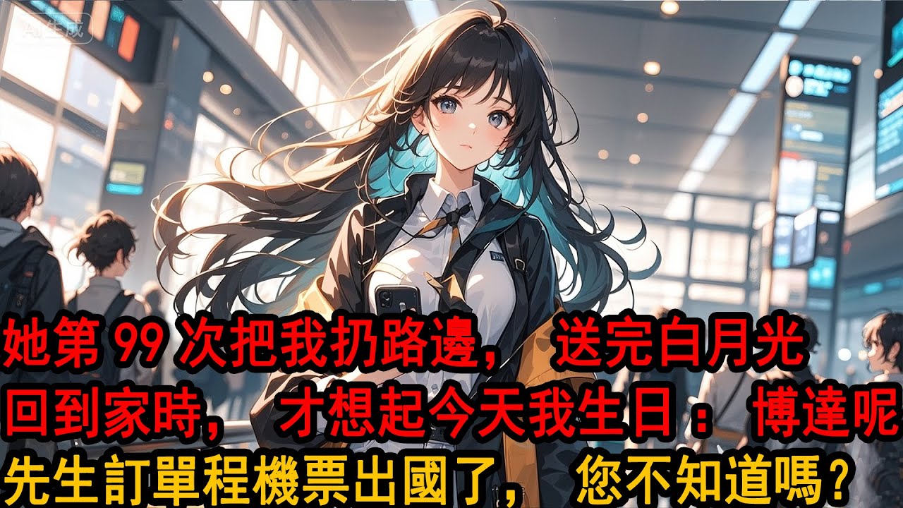 我崩潰大哭時，她第一次給我披外套，卻指著腕表，「時間到了，阿誠在等我談合作，你乖點。」擦幹眼淚我轉頭離開，直到她送男人回家，才想起今天我生日，匆忙讓管家準備晚宴，「先生訂單程機票出國了，您不知道嗎？」