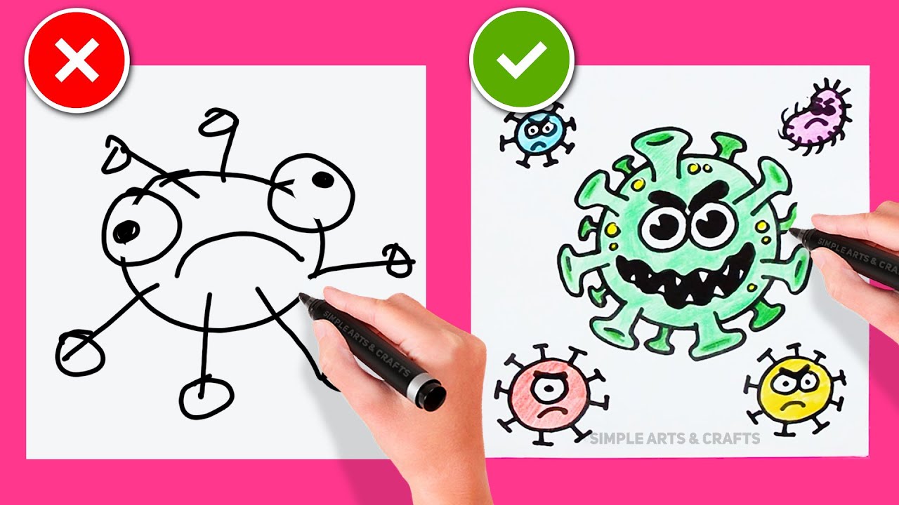 Рисунок коронавируса | Как нарисовать Covid 19 | Легкое пошаговое руководство своими руками