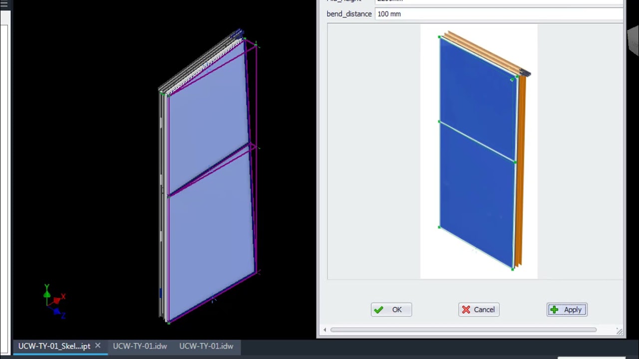 UCW Cold bend glass parameters for complex geometries which reduce a lot of engineering times