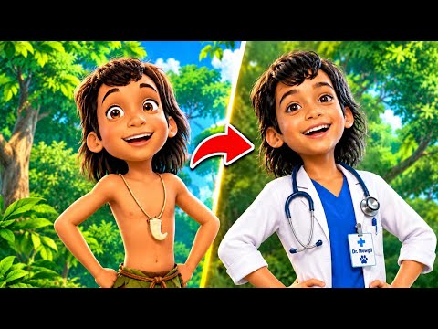The jungle book cartoon characters into Doctor's Life || Mowgli to Doctor life #viral #cartoon #ai 