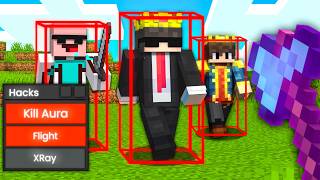 Minecraft Manhunt (1v3) But I Secretly Used a HACKED CLIENT...