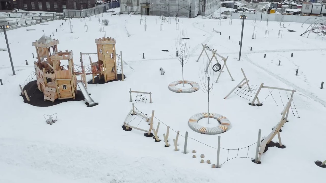 Видео строительства ЖК "Оранж Парк" от 22 февраля 2022 г.