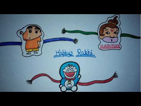 Doraemon rakhi drawing | Hanuman rakhi drawing | cartoon rakhi drawing |  rakshabandhan greeting - YouTube