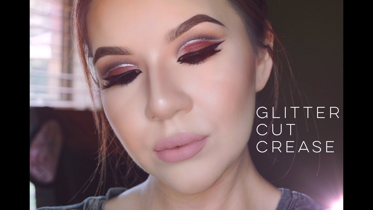 Maroon And Grey Glitter Cut Crease Makeup Tutorial KatEyedTv YouTube