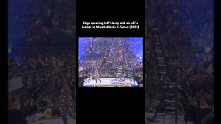 Edge spearing Jeff Hardy mid-air off a ladder at WrestleMania X-Seven (2001) #edge #jeffhardy #wwe