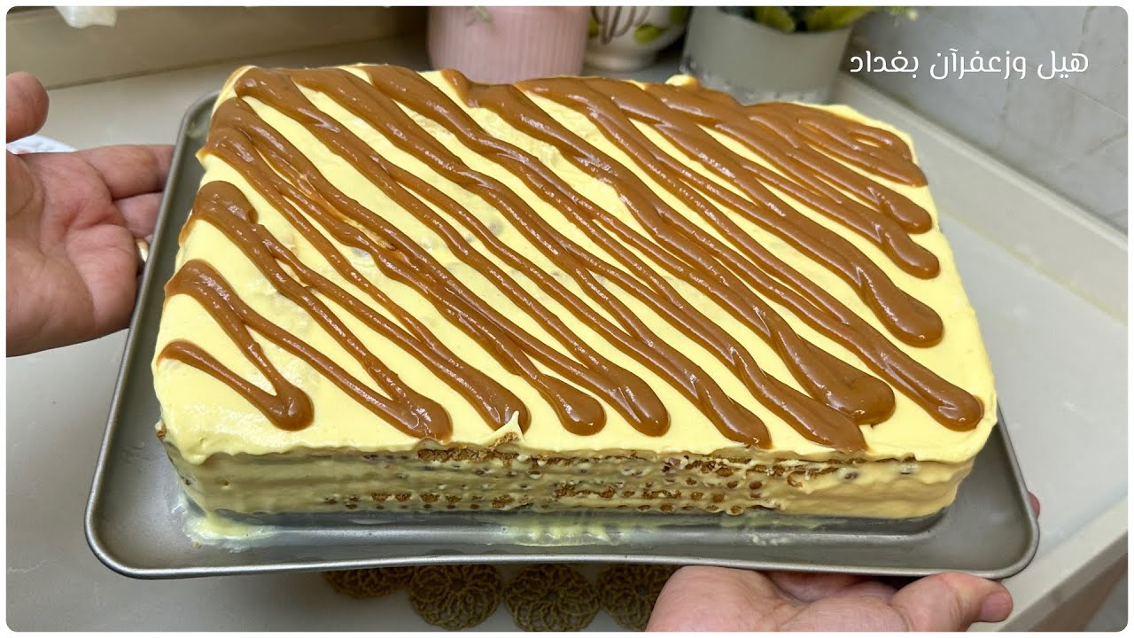 كيك بارد بدون فرن‼️ مع اطيب صلصة كراميل اسويها في حياتي #اكسبلور 