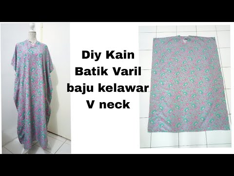 Diy Kain batik viral jadi baju kelawar V neck..#diybajukelawar #caraJahitbajukelawar