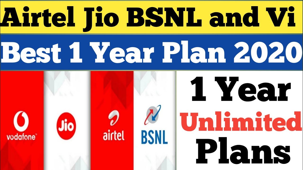 Airtel Jio Vodafone-Idea and BSNL Best Prepaid 1 Year plan 2020 | All Sim Company 1Year Plan 2020-21