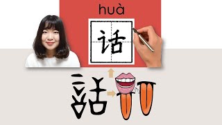 话/話/hua/(word, talk)How to Pronounce/Say/Write Chinese Vocabulary/Character/Radical
