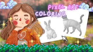 Let’s color by numbers! Pixel art coloring 🖍️|| cute rabbit, sweet cat! 🐇 🐈 nature sounds to relax🍃 screenshot 3